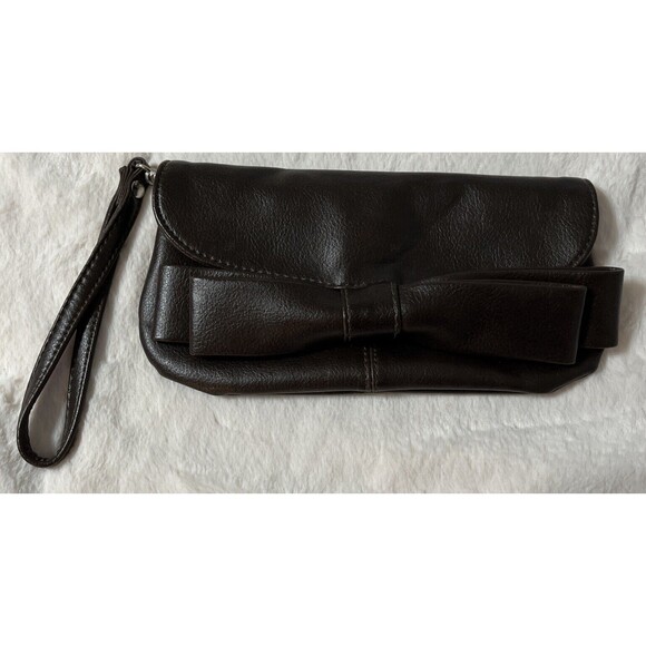 Aldo Brown Bow Wristlet Clutch Purse Bag Fast US Ship - Picture 1 of 10
